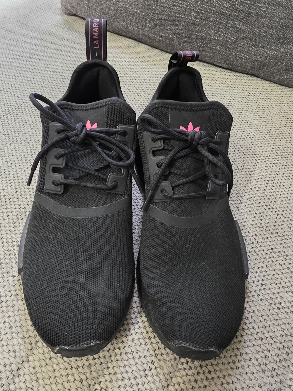 Adidas Black Women's Athletic Sneakers with Pink Accents